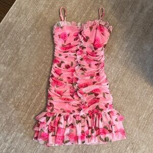 Katie J NYC Pink Rose Ruffle Dress